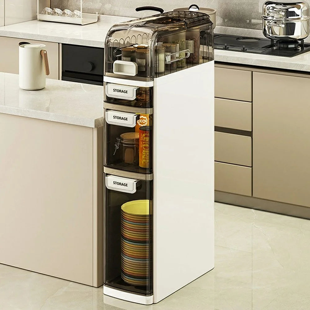 4-Tier Bathroom Slim Storage Cabinet Transparent Dustproof Organizer For Toilet Side - 2