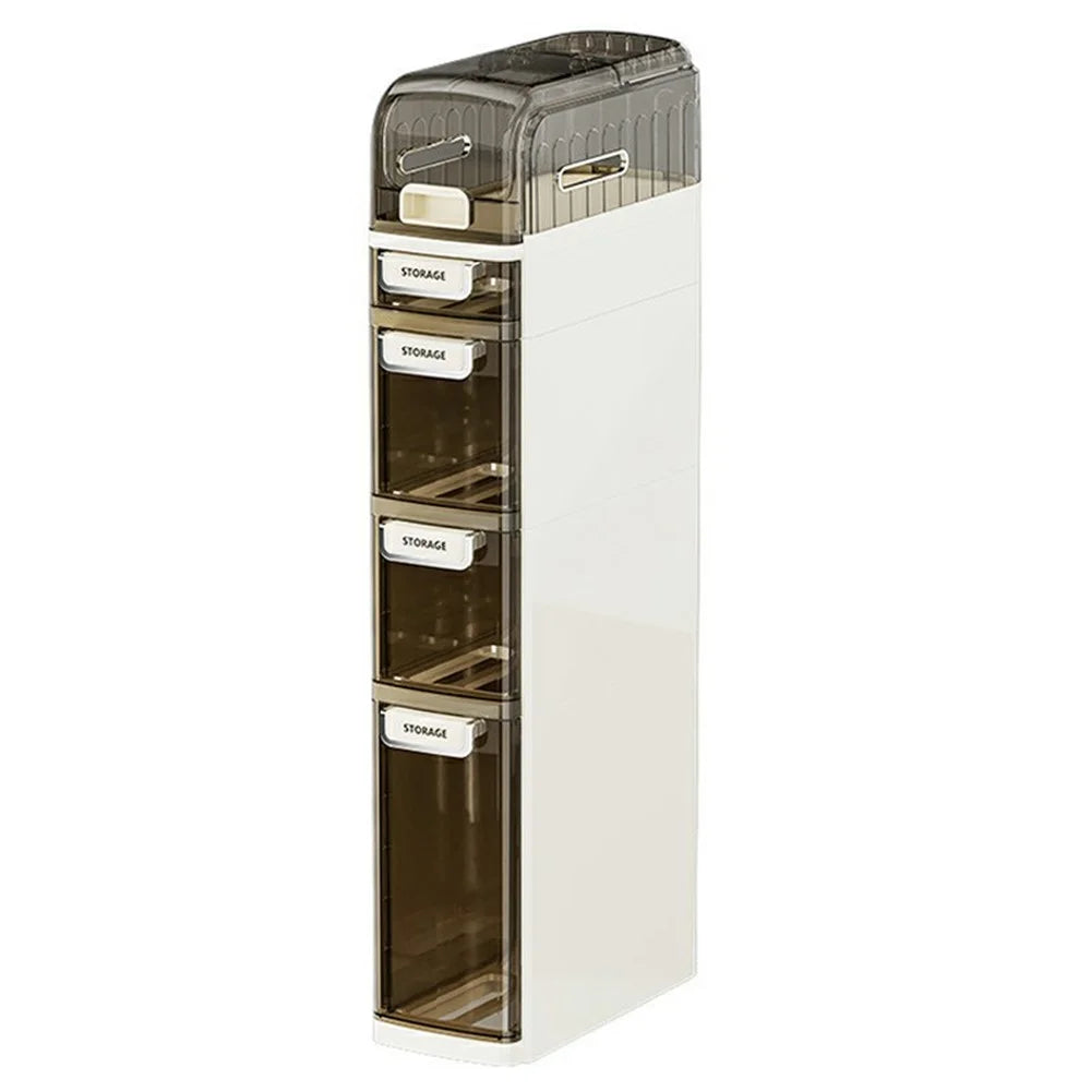 Slim Bathroom Storage Cabinet Waterproof Dustproof 5 Tier Transparent Organizer For Toilet Side - 1