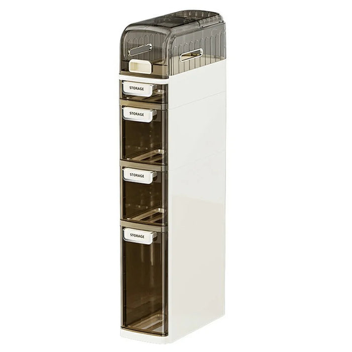 Slim Bathroom Storage Cabinet Waterproof Dustproof 5 Tier Transparent Organizer For Toilet Side - 1