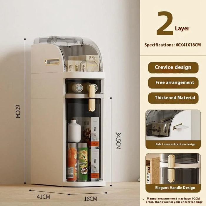 2-Tier Slim Storage Organizer Transparent Dust Proof Container Box for Kitchen / Bathroom / Bedroom - 2