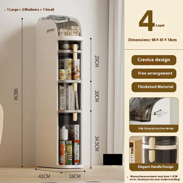 4-Tier Slim Storage Organizer Transparent Dust Proof Container Box for Kitchen / Bathroom / Bedroom - 2