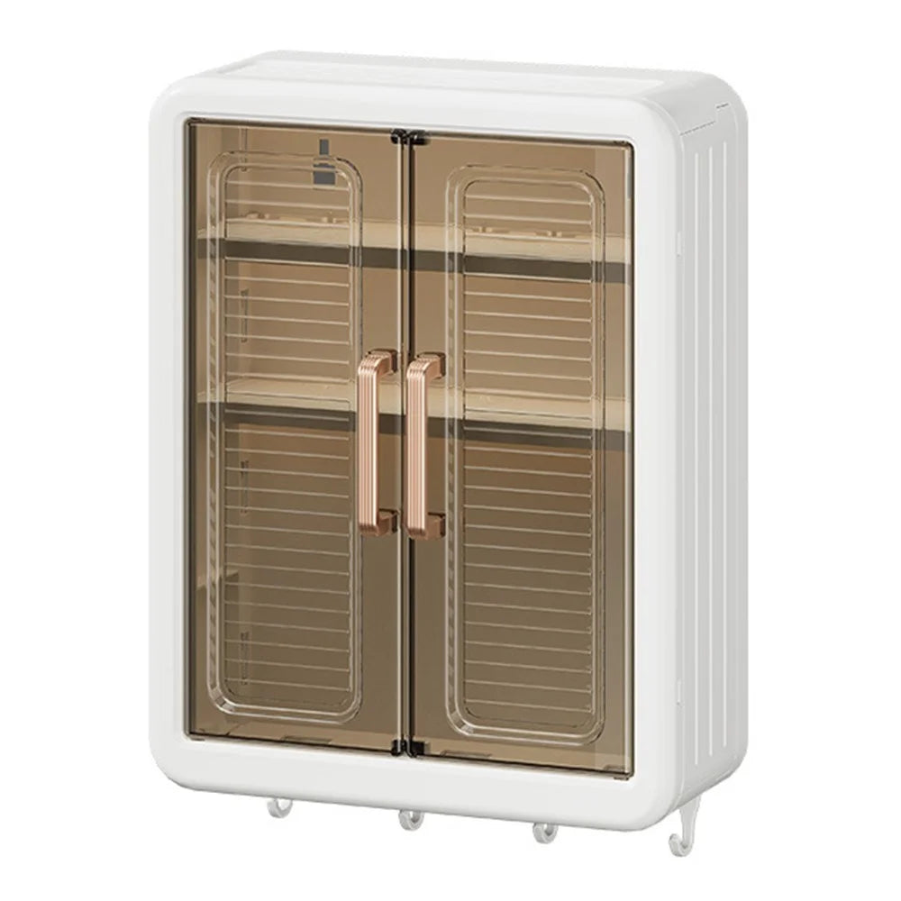 Wall Mounted Storage Rack with Magnetic Door Punching Free Folding Organizer Shelf for Bathroom - 1