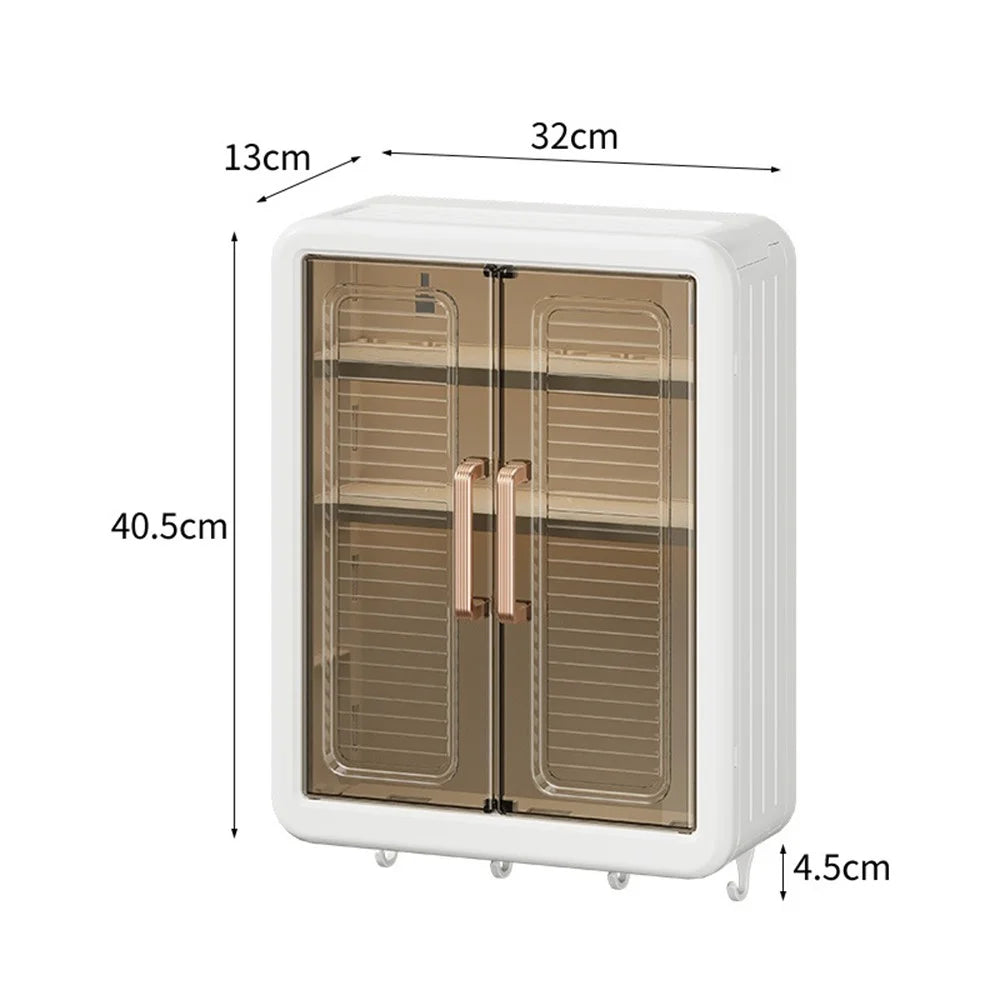 Wall Mounted Storage Rack with Magnetic Door Punching Free Folding Organizer Shelf for Bathroom - 6