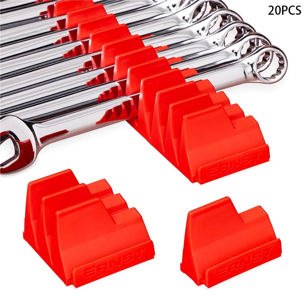 Wrench Organizer 20 Slots Tool Spanner Storage Holder for Garage / Workshop Space Saving Heavy Duty - Red - 1