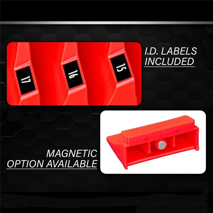 Wrench Organizer 20 Slots Tool Spanner Storage Holder for Garage / Workshop Space Saving Heavy Duty - Red - 3