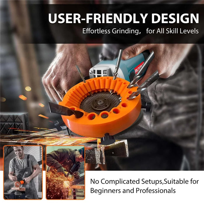 Multi-Size Drill Bit Sharpener Grinding Tool Auxiliary Drill Grinder Thickened Angle Grinder Drill Bit Sharpener - Orange - 4