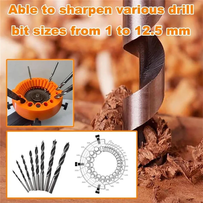Multi-Size Drill Bit Sharpener Grinding Tool Auxiliary Drill Grinder Thickened Angle Grinder Drill Bit Sharpener - Orange - 5