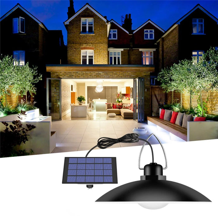 Outdoor Garden Yard Lighting Waterproof Solar Powered 2-Head Ceiling Porch Hanging Light Bulb with Extension Cord - Cool White - 4
