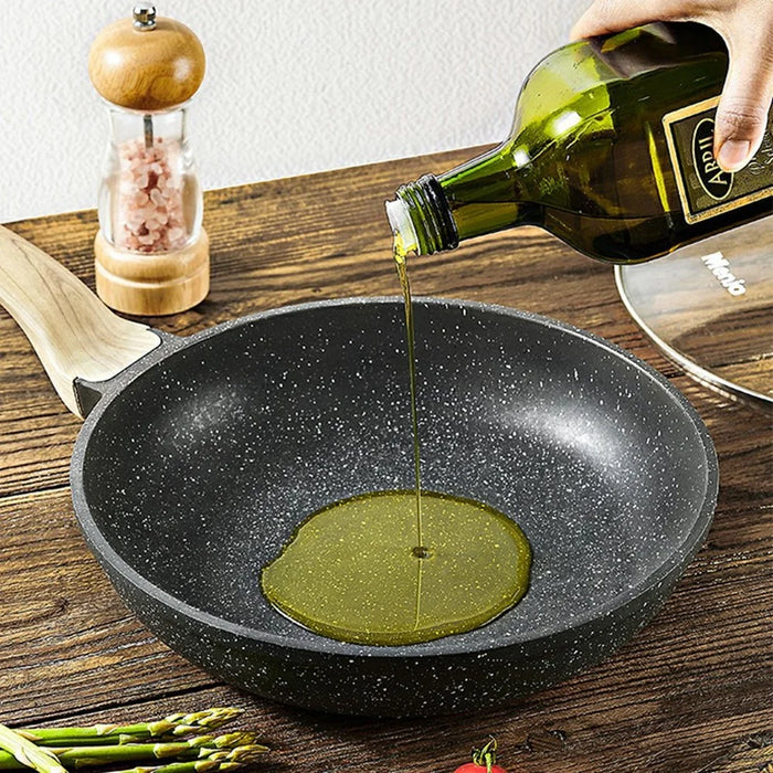 MENJO Granite Frying Pan 20cm Non Stick Skillet with Lid / Spatula for Home Cooking - 6