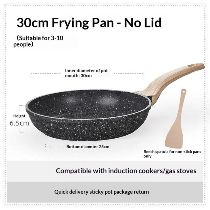 MENJO Granite Frying Pan 30cm Non Stick Skillet with Spatula for Home Cooking - 2