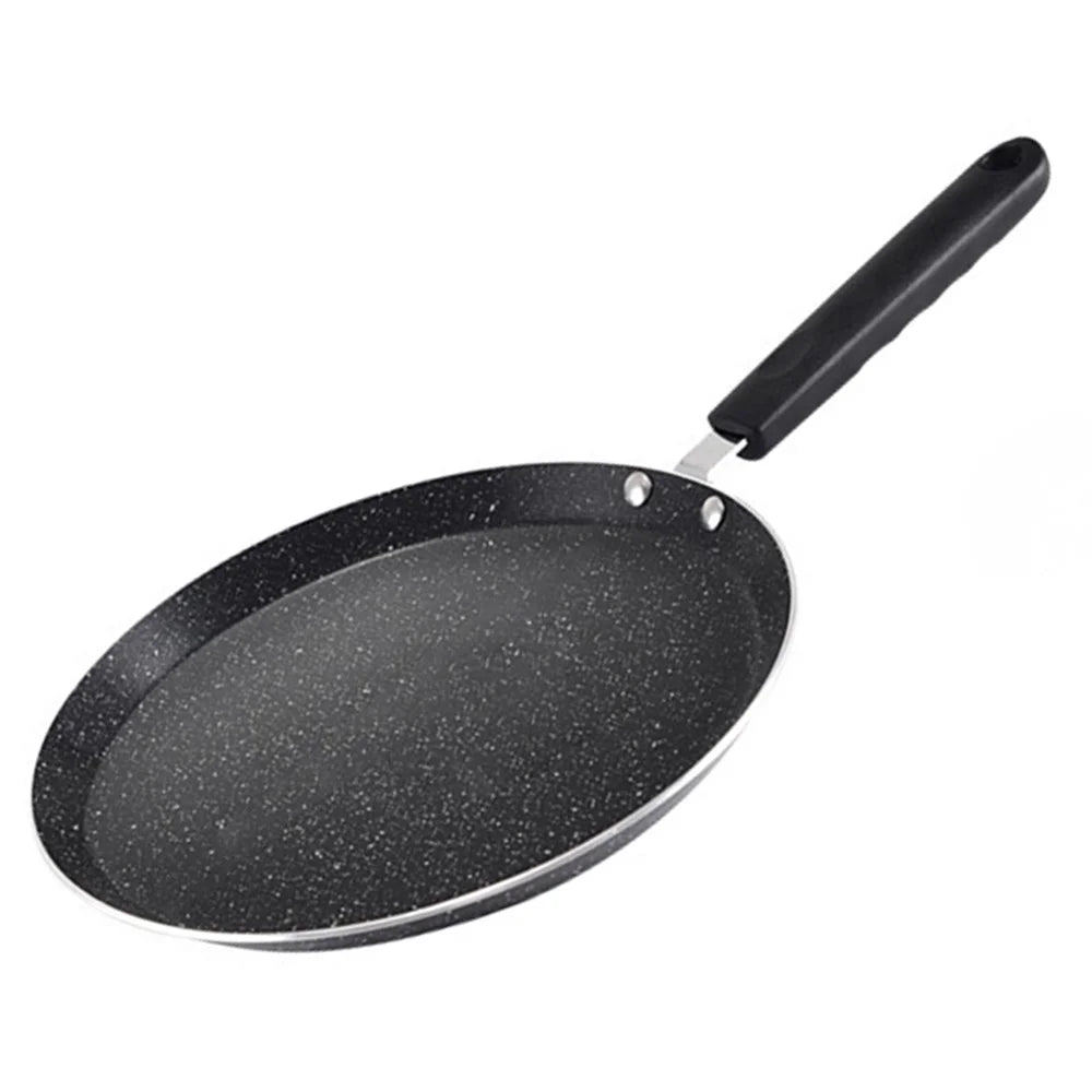 18cm Non-Stick Frying Pan Aluminum Crepe Pan with Heat-Resistant Handle for Induction Gas Stove - Black - 1