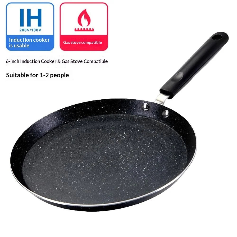 18cm Non-Stick Frying Pan Aluminum Crepe Pan with Heat-Resistant Handle for Induction Gas Stove - Black - 2