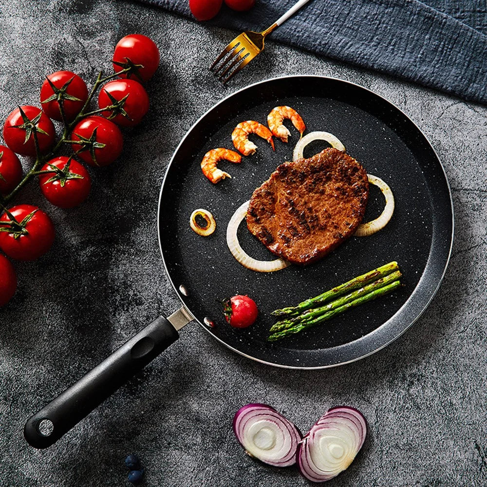 18cm Non-Stick Frying Pan Aluminum Crepe Pan with Heat-Resistant Handle for Induction Gas Stove - Black - 3