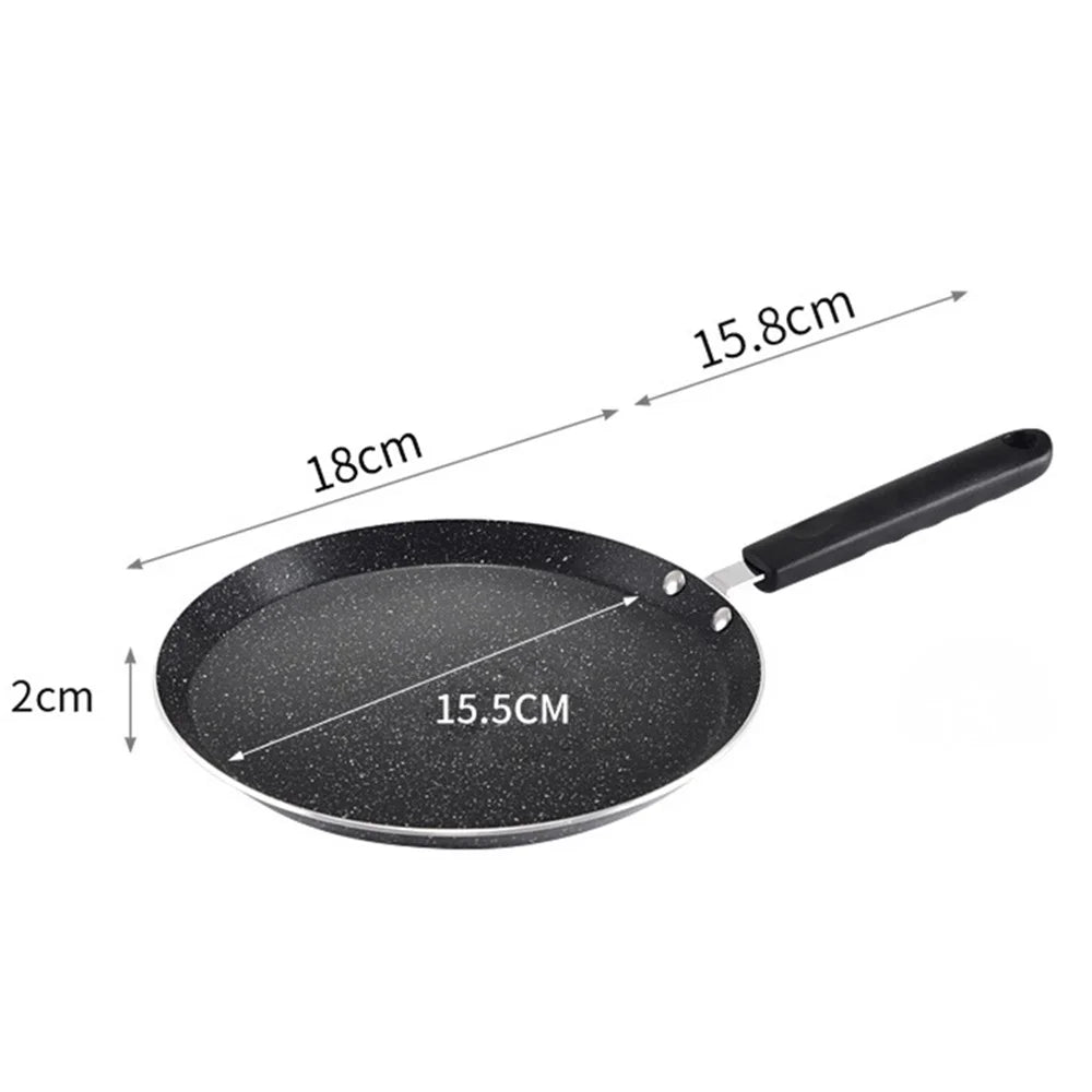 18cm Non-Stick Frying Pan Aluminum Crepe Pan with Heat-Resistant Handle for Induction Gas Stove - Black - 7