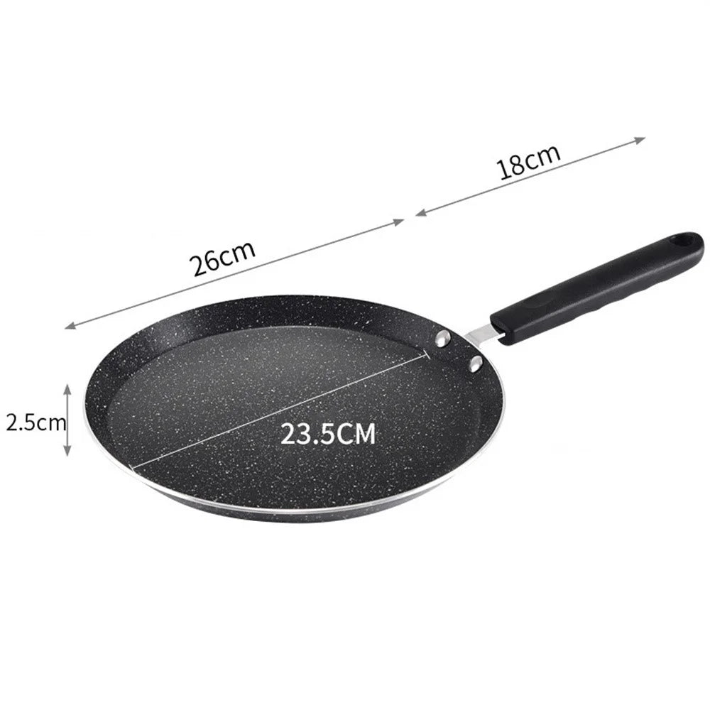 26cm Non-Stick Frying Pan Aluminum Crepe Pan with Heat-Resistant Handle for Induction Gas Stove - Black - 6