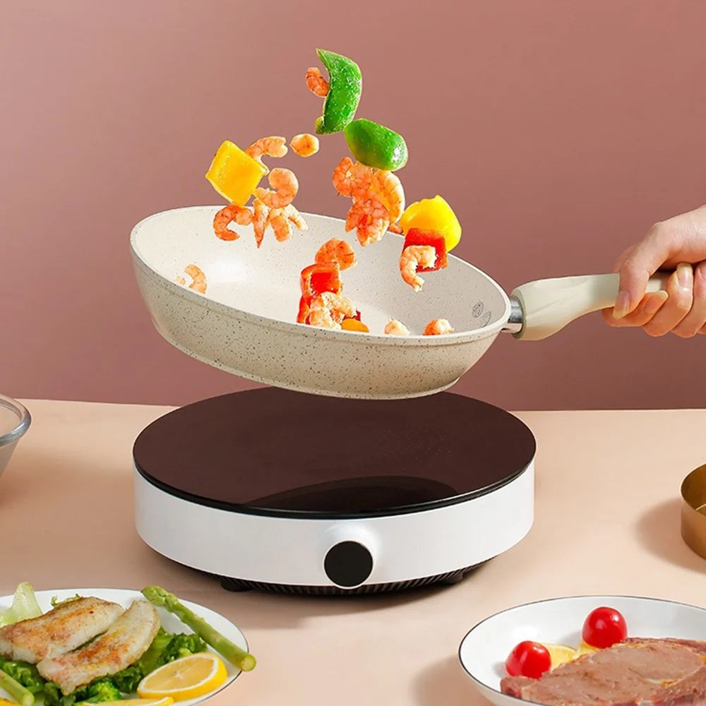 20cm Maifanite Non-Stick Frying Pan Multi-Use Pan with Lid and Wood Spatula for Induction Gas Stove - 2
