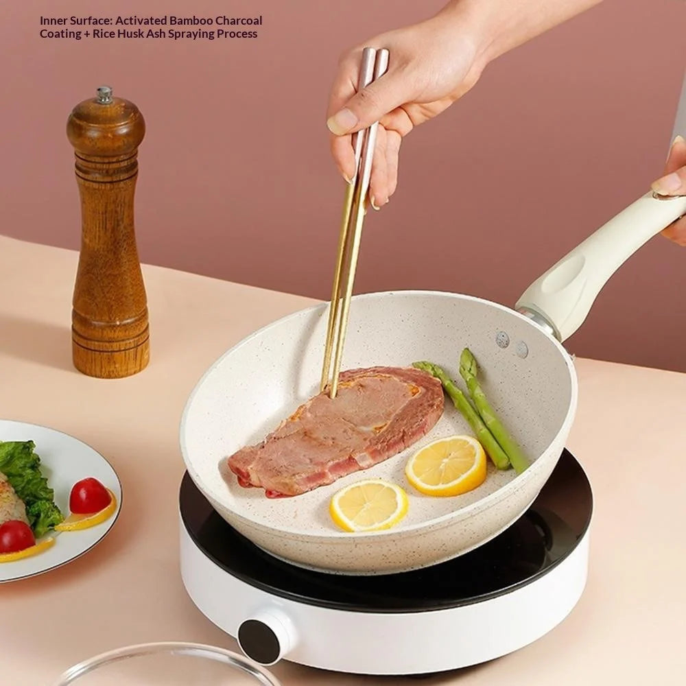 28cm Maifanite Non-Stick Frying Pan Multi-Use Pan with Lid and Wood Spatula for Induction Gas Stove - 3