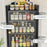 4-Tier Dustproof Kitchen Corner Spice Rack Wall-Mounted Kitchen Condiment Storage Cabinet with Magnetic Door - Black - 2