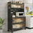 100×42×160cm 5-Tier Carbon Steel Kitchen Storage Cabinet with Doors and Wheels Dish Storage Organizer for Microwave Oven - Black - 3