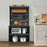 100×42×160cm 5-Tier Carbon Steel Kitchen Storage Cabinet with Doors and Wheels Dish Storage Organizer for Microwave Oven - Black - 5
