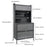 100×42×160cm 5-Tier Carbon Steel Kitchen Storage Cabinet with Doors and Wheels Dish Storage Organizer for Microwave Oven - Black - 7