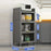 4 Tier 55cm Length Kitchen Storage Cabinet with Doors Multi-Layer Floor Standing Dust-Proof Shelving Unit - Grey - 1