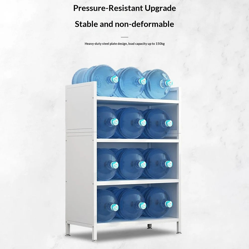 4 Tier 80cm Length Kitchen Storage Cabinet with Doors Multi-Layer Floor Standing Dust-Proof Shelving Unit - Grey - 5