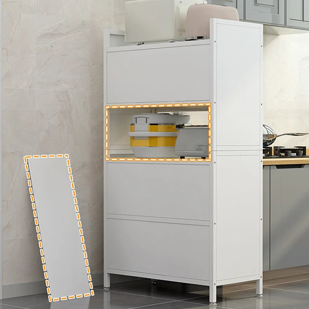 100cm 5-Tier Kitchen Storage Cabinet with Doors Dustproof Freestanding Pantry Organizer for Utensils Food - Grey - 4