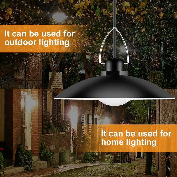 Outdoor Waterproof Solar Powered Ceiling Porch Hanging 4-Head Light Bulb with Extension Cord - Cool White - 2