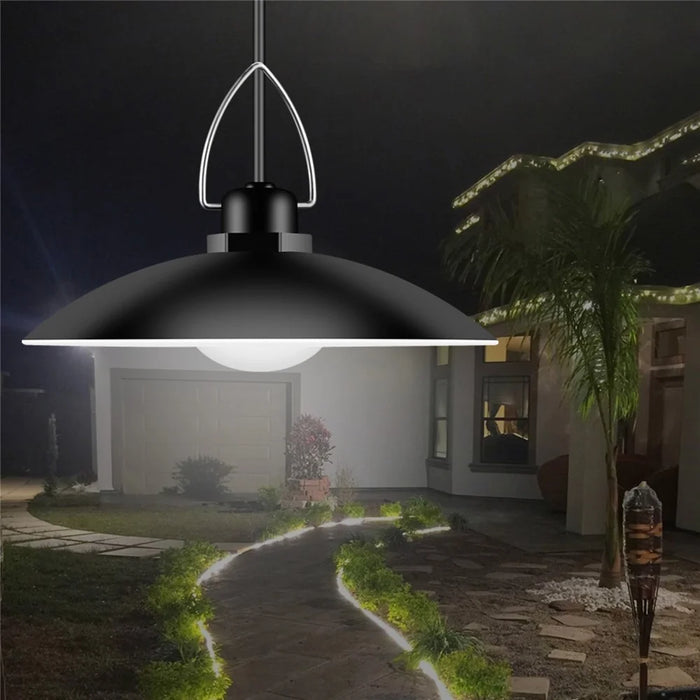 Outdoor Waterproof Solar Powered Ceiling Porch Hanging 4-Head Light Bulb with Extension Cord - Cool White - 4