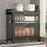 57cm Double-Tier Kitchen Dish Rack Flip-Top Dustproof Bowl Storage Cabinet with Pull-Out Drain Pan - Black - 1