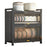 57cm Double-Tier Kitchen Dish Rack Flip-Top Dustproof Bowl Storage Cabinet with Pull-Out Drain Pan - Black - 2