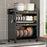 57cm Double-Tier Kitchen Dish Rack Flip-Top Dustproof Bowl Storage Cabinet with Pull-Out Drain Pan - Black - 4