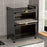 57cm Double-Tier Kitchen Dish Rack Flip-Top Dustproof Bowl Storage Cabinet with Pull-Out Drain Pan - Black - 5