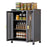 Kitchen Storage Cabinet 3 Tier 57cm Countertop Dish Drainer Bowl Organizer Spice Rack with Doors - Black - 1