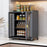 Kitchen Storage Cabinet 3 Tier 57cm Countertop Dish Drainer Bowl Organizer Spice Rack with Doors - Black - 2