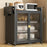 Kitchen Storage Cabinet 3 Tier 57cm Countertop Dish Drainer Bowl Organizer Spice Rack with Doors - Black - 3
