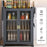 Kitchen Storage Cabinet 3 Tier 57cm Countertop Dish Drainer Bowl Organizer Spice Rack with Doors - Black - 4