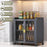 Kitchen Countertop Shelf 2 Tier 60cm Storage Cabinet with Doors Draining Dustproof Organizer for Bowls / Plates / Spices - Black - 2