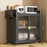 45cm 2-Tier Kitchen Cabinet with Door Dustproof Countertop Dish Drain Rack Storage Cabinet - Black - 1
