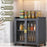 45cm 2-Tier Kitchen Cabinet with Door Dustproof Countertop Dish Drain Rack Storage Cabinet - Black - 2