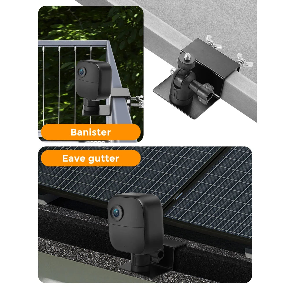 Universal Security Camera Mount for Railing Gutter Weatherproof Aluminum Alloy Pan Tilt Bracket with 1 / 4 Inch Screw - Black - 3