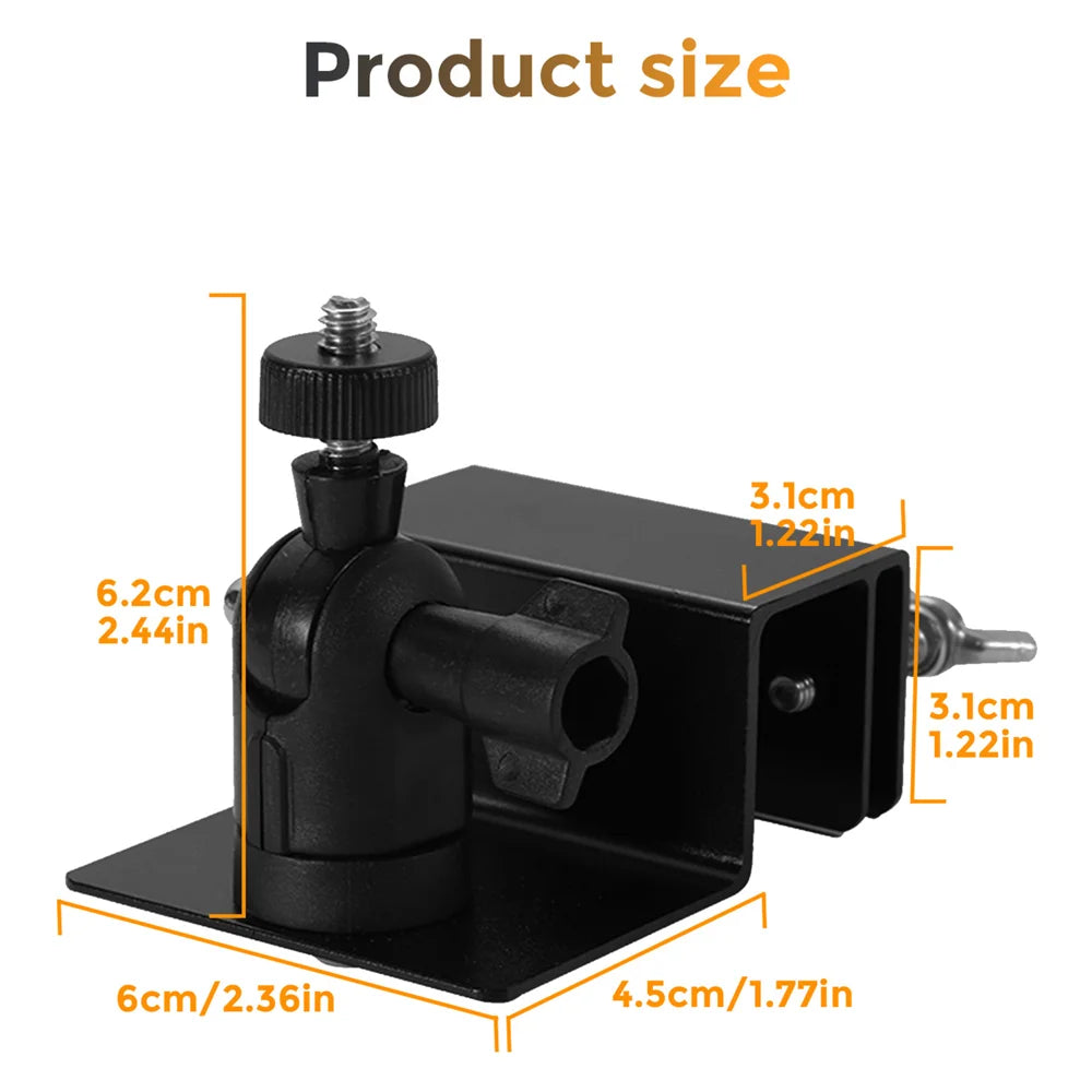 Universal Security Camera Mount for Railing Gutter Weatherproof Aluminum Alloy Pan Tilt Bracket with 1 / 4 Inch Screw - Black - 5
