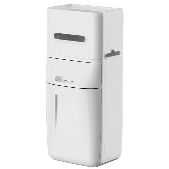 Wall Mounted Trash Can with Lid Tissue Box Combo Space Saving for Bathroom Kitchen Living Room - White - 2