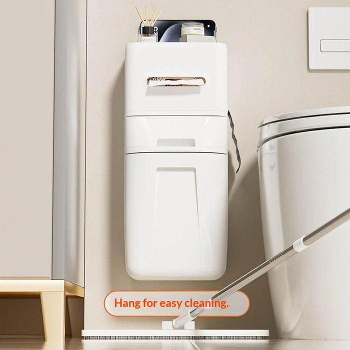Wall Mounted Trash Can with Lid Tissue Box Combo Space Saving for Bathroom Kitchen Living Room - White - 5
