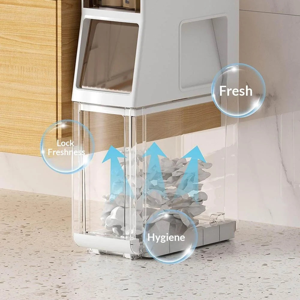 Slim Bathroom Storage Cabinet 4-Tier Toilet Organizer with Drawers / Trash Can / Paper Basket - 6