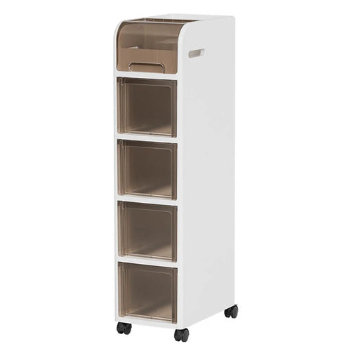 102.5cm Height Bathroom Narrow Cabinet 5-Tier Bathroom Organizer Toilet Storage Cart with Wheels for Home - 1