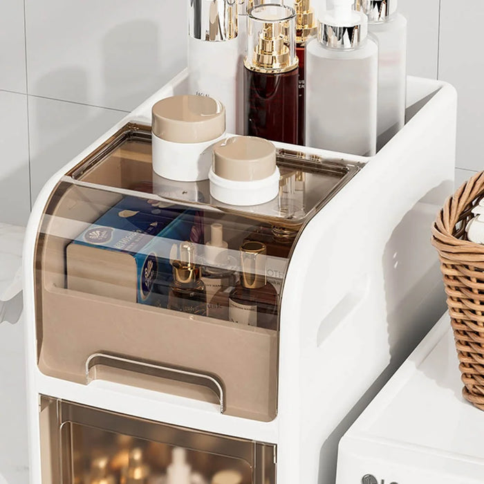 80cm Height Bathroom Storage Cart 3-Tier Narrow Cabinet Toilet Organizer with Wheels for Home - 1