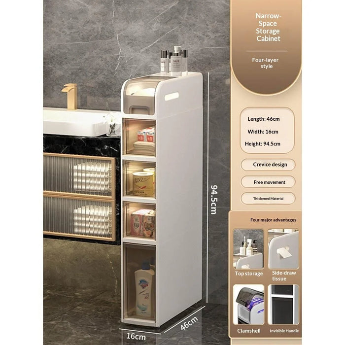 Bathroom Storage Cabinet 5 Tier Slim Rolling Cart with Wheels Toilet Side Organizer Shelf - 6
