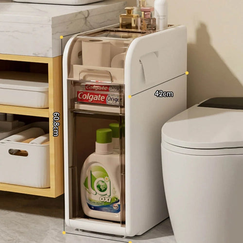 3-Tier Bathroom Storage Cabinet Slim Rolling Cart For Toilet Paper Organizer with Drawers and Wheels - 1